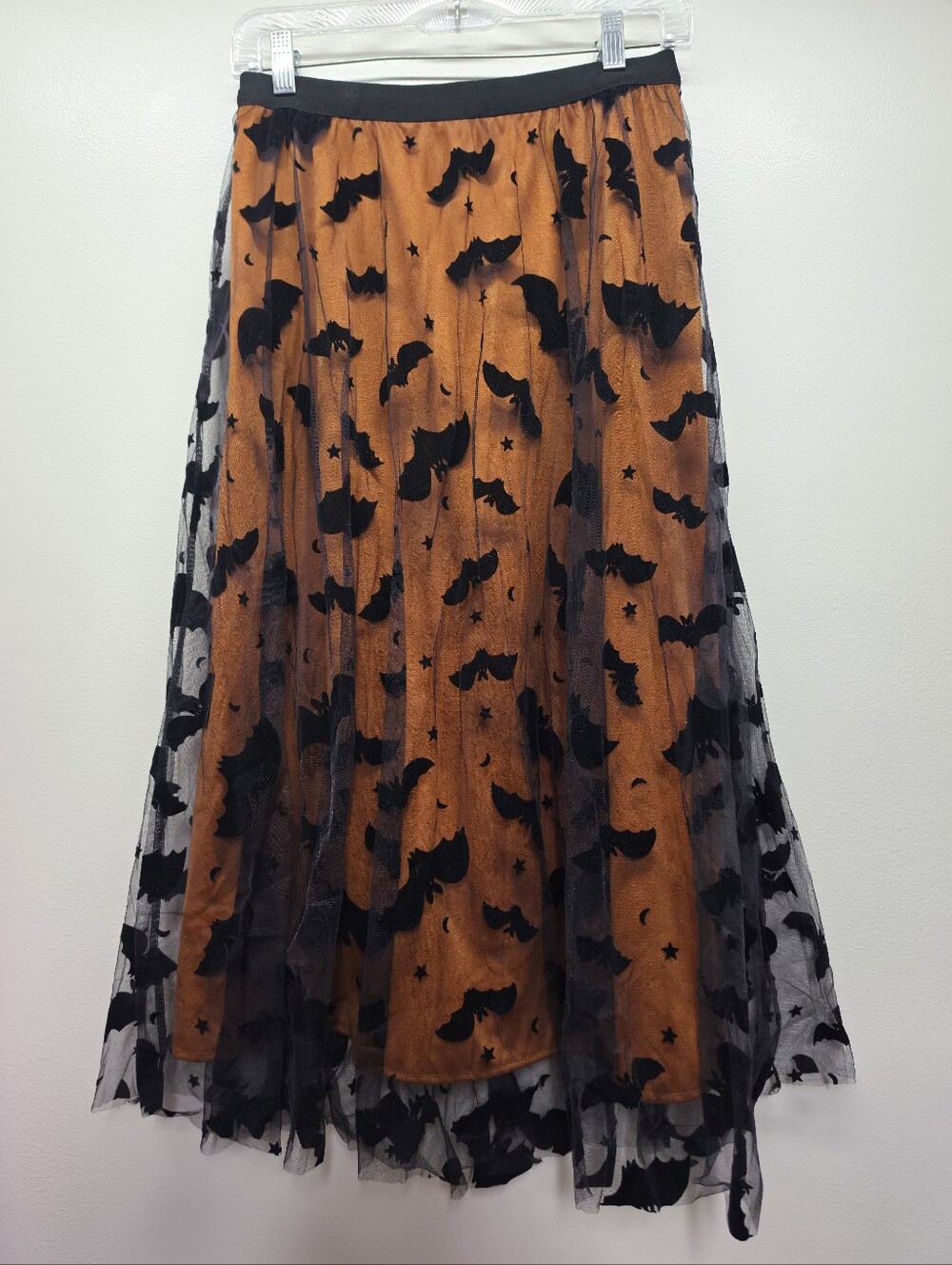 ChicWish Black Bat Tulle Maxi Skirt Sz M L Halloween Gothic Whimsigoth